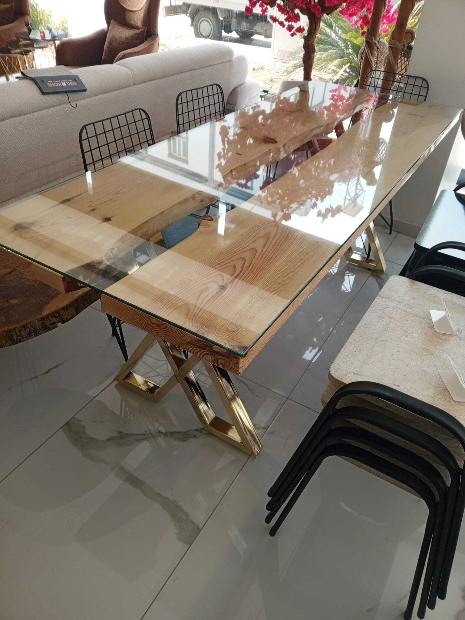 CAMLI AHŞAP ORTA MASA